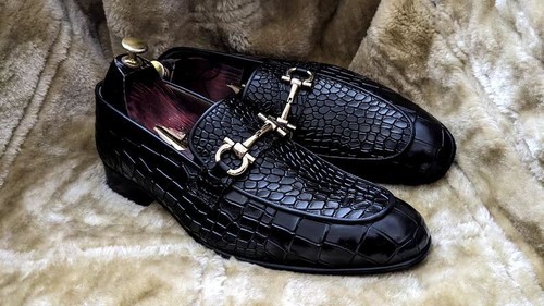 A closer look at Crocodile Leather Slip-Ons Designed For Black Tie Formality