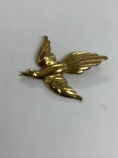 VTG Sterling Silver - FORSTNER Flying Bird Gold Brooch Pin - 4.8g