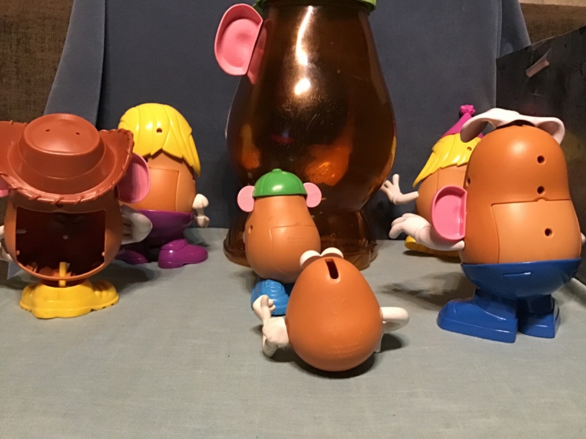 Mr Potato Head Lot Big Storage Head 4 Large 2 Small Potato Heads