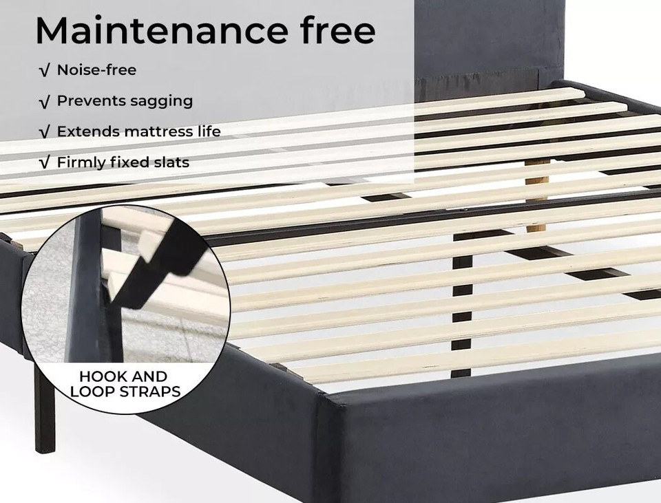 Levede Queen Bed Frame Mattress Base Platform Wooden Velvet Headboard