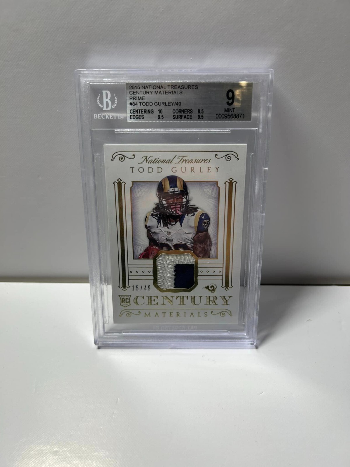 Todd Gurley Panini National Treasures Rookie NFL Gear Dual Materials Signatures #TG Prime