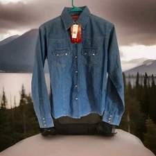 Outback Rider 100% Cotton Snap Down Denim Shirt Women's Small S