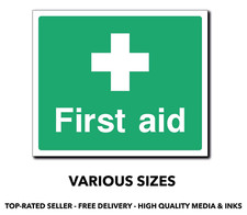 Sticker First Aid green cross sign Vinyl waterproof sticker S302office work shop