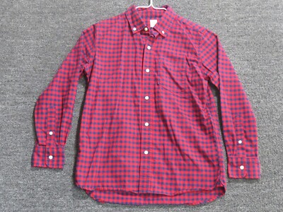 Gap Shirt Boys Large Red Blue Plaid Long Sleeve Button Up Cotton Casual