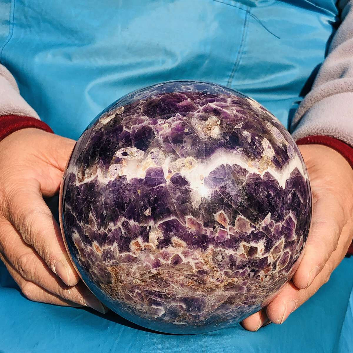 2300G Natural Amethyst Quartz Crystal Sphere Ball for Healing and Meditation