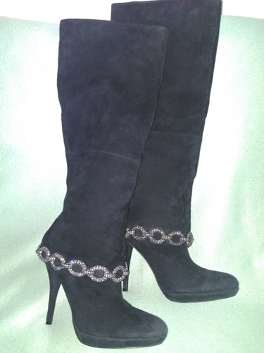 BOURNE designer black Suede high heels 