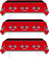 Childom 3Pcs Racing Car Plastic Tablecloth, Race Birthday Party