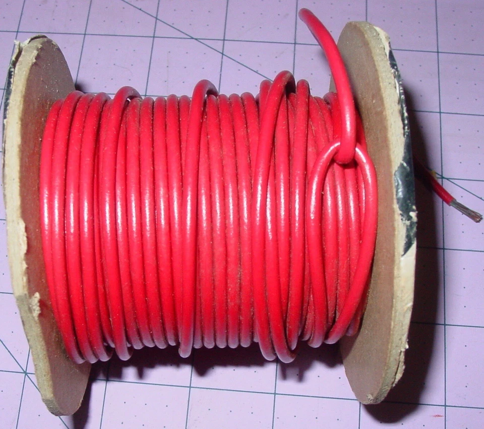 Vintage Delco Packard Low Tension Cable Red Wire 14 Gauge 952-R GM Motors USA - Image 2 of 4