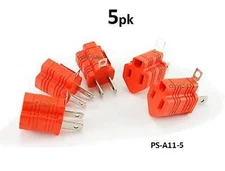 5-PACK 2-Prong to 3-Prong Polarized Grounding AC Power Plug Adapter 120VAC 15A