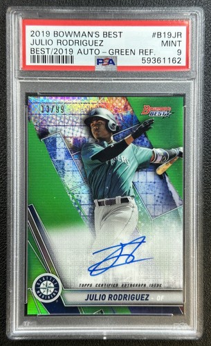 JULIO RODRIGUEZ PSA 9 2019 BOWMAN'S BEST #B19-JR AUTO GREEN REFRACTOR 13/99