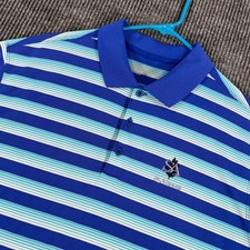 Nike Golf Tour Performance Polo Shirt Mens Large Blue Teal Striped Dri Fit