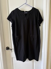 Talbots Woman Petites 18WP Black Ponte Shift Sheath Dress Short Sleeve Pockets