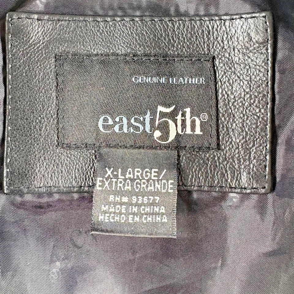 Chaqueta de cuero genuino East 5th para mujer 3 botones negra XL Foto 2 de 4