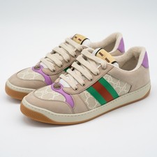 size 40G 10 US Gucci Screener GG Beige Purple Sneakers Web Canvas