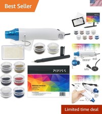 Complete Embossing Kit with Heat Tool 8 Vibrant Powders - Crafting Essentials