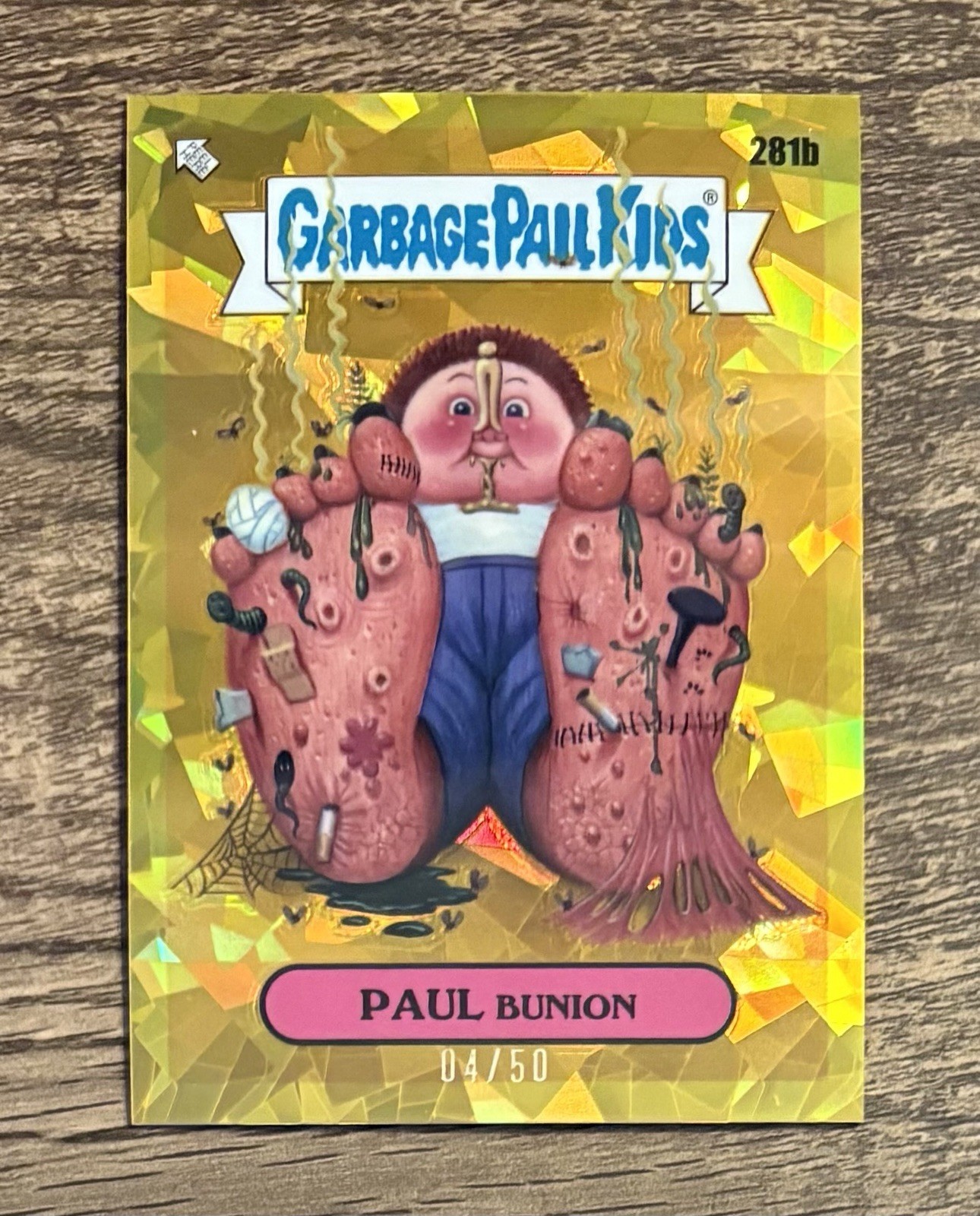2024 Topps Garbage Pail Kids Chrome Gold Sapphire #281b Paul Bunion front