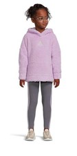 Girls Adidas Sherpa Pullover Hoodie Leggings Set Powder Plum Size 5 Plush NWT