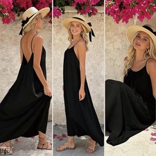 Women Backless Dresses Ladies Sleeveless Maxi Dress Summer Beach Baggy Sundress — image 6