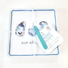 SIGRID OLSEN Set of 8 Appetizer Plates 6" Square Melamine Oyster Aw Shucks