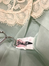 VTG "Shadowline" Lovely Frilly Green Sheer Chiffon Peignoir Robe Gown Set Lace