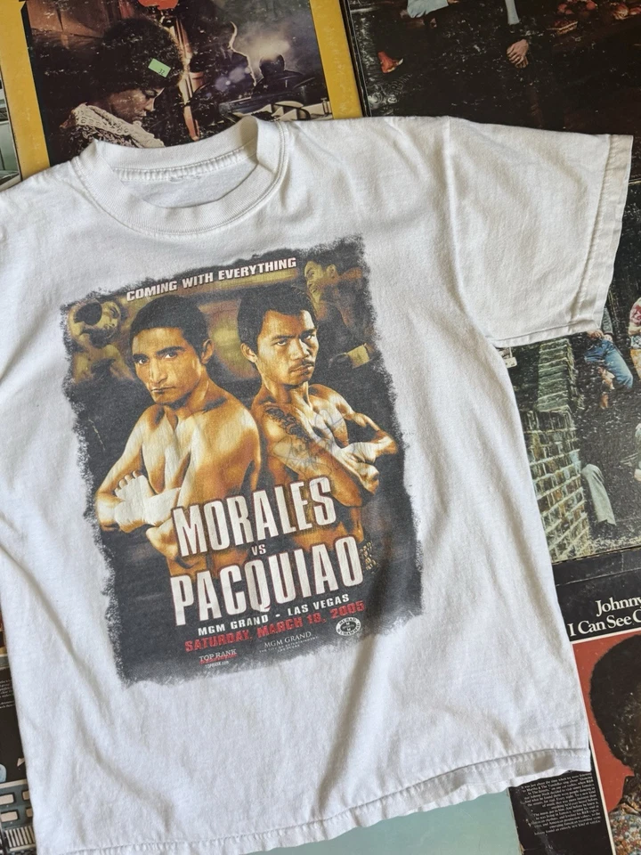 莫拉莱斯与帕奎奥拳击衬衫 / Y2K 2005 / 签名 — 第 4/4 张图片