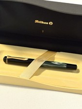 Vtg Pelikan Classic R200 Rollerball Pen Marble Green 24k Gold Plated Germany 90s