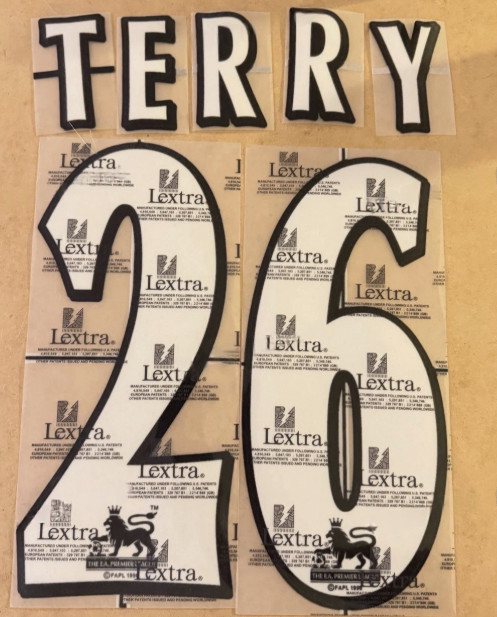 Terry #26 1997-2007 Premier League White Flock Nameset Adult Size Heatpress