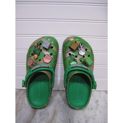 Minecraft Green Crocs 3D Blocks Gamer Kids Size J3