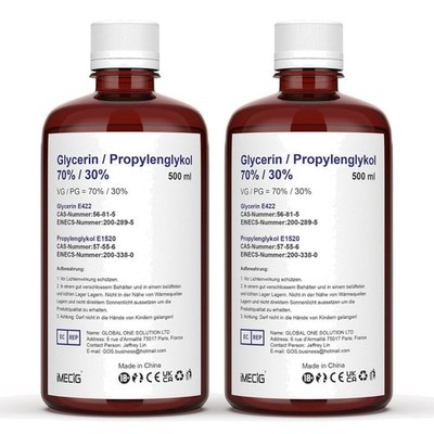 Glycerin, Propylenglykol, E-Liquid, Lebensmittelqualität, 2x500ml