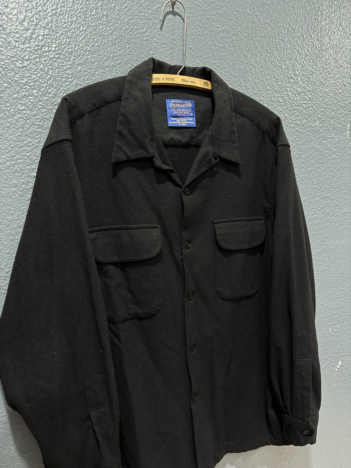 Pendleton Black Wool Loop Collar Board Button Up … - image 1