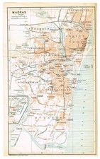 Chennai Madras 1914 INDIA ORIGINAL MAP CITY PLAN Hindustan Rajasthan Tamil Nadu Chennai Madras 1914 INDIA ORIGINAL MAP CITY PLAN Hindustan Rajasthan Tamil Nadu - Image 1