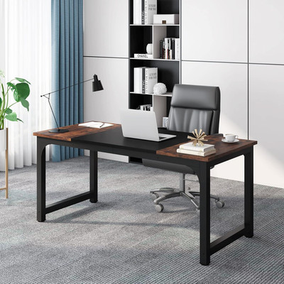 Modern 63  Executive Desk for Home Office - Rustic Brown/Black Finish