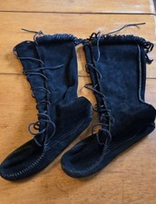 Vintage Knee High Suade Leather Lace Up Boot Size 9