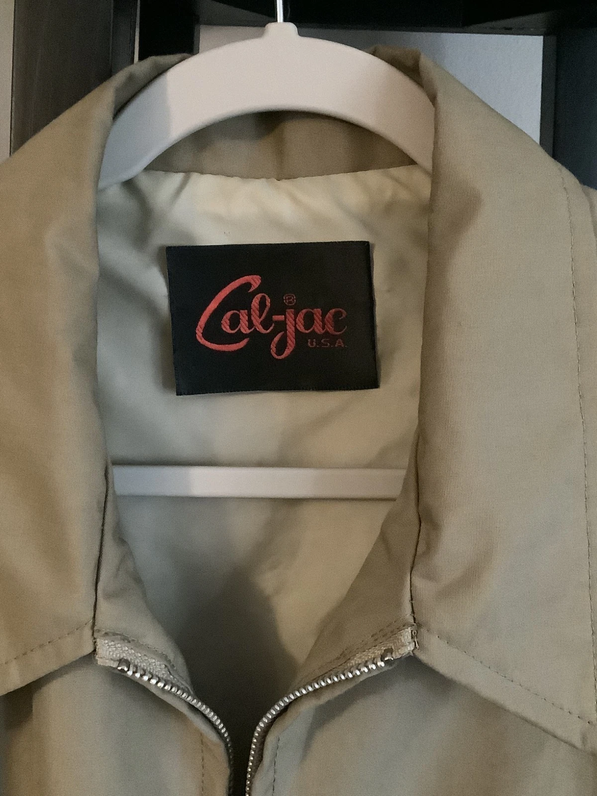 Cal-jac Men’s Regular M Beige Polyester Solid Point Collar Zip/Button Jacket image 3