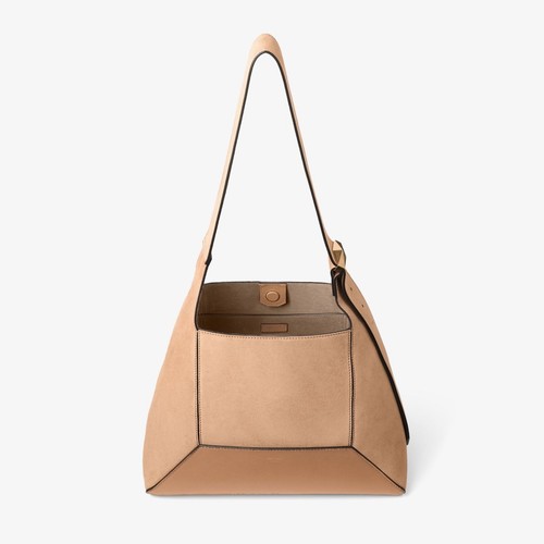 NEW Jimmy Choo Diamond Hobo Medium Shoulder Bag Tan Suede & Leather Handbag