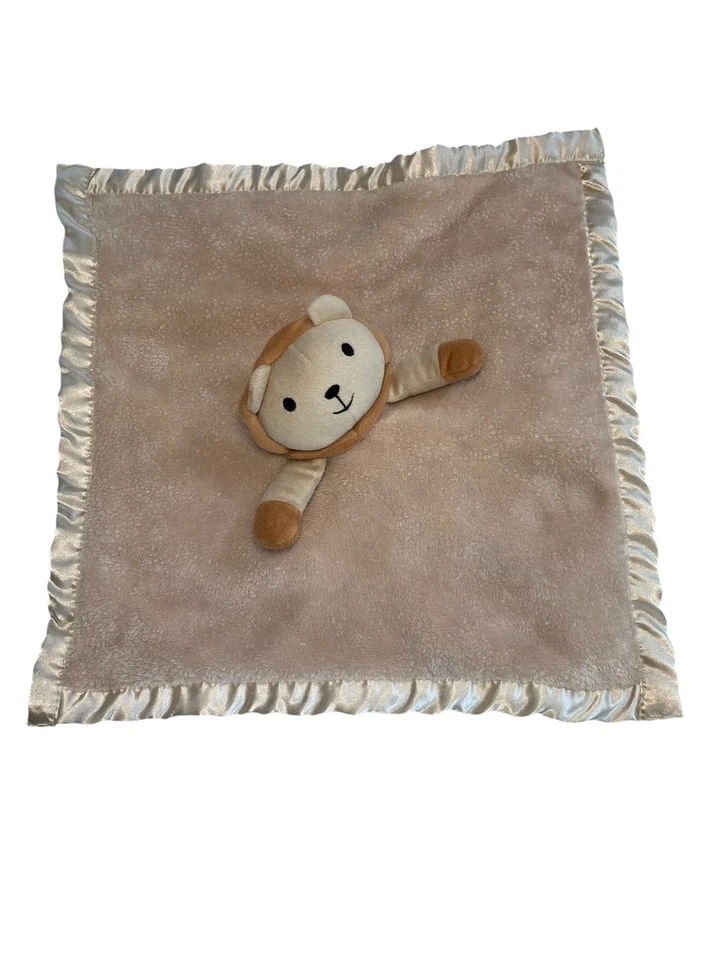 Профессиональное защитное одеяло Goleem Lion Lovey 16 дюймов с атласной отделкой детское плюшевое желтовато-коричневое бежевое - Изображение 2 из 4