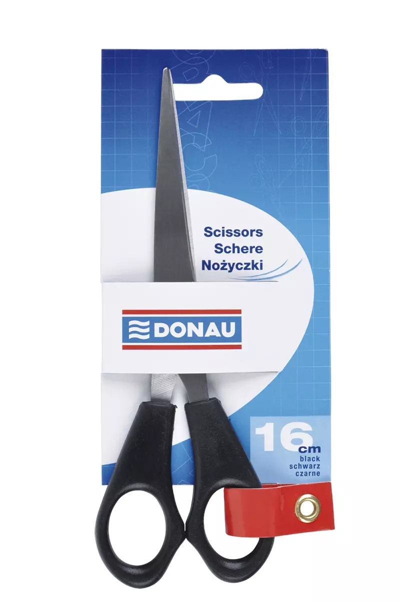5901498021254 Noyczki biurowe DONAU klasyczne czarne 16cm Donau