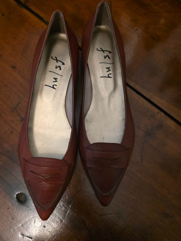 NIB FRENCH SOLE NY DAWN LUGGAGE LEATHER BROWN FLATS 9.5 M