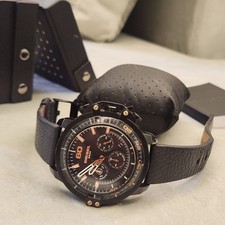 Diesel DZ4409 Deadeye Only The Brave Men's Chronograph Watch Black Leather Strap