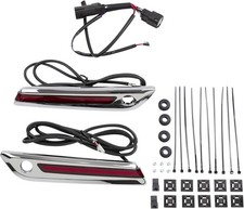 CIRO LED Lighted Saddlebag Hinge Covers Chrome Red Lens #40170 Harley Davidson
