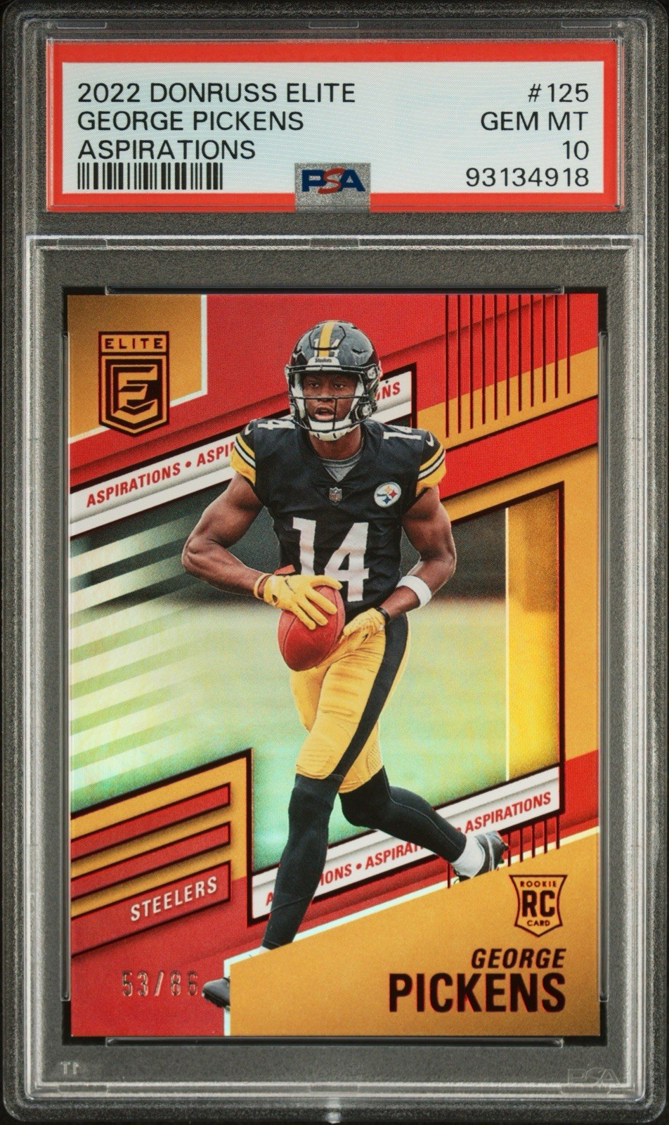 2022 Donruss Elite George Pickens Rookie RC Aspirations #d /86 PSA 10 Gem Mint