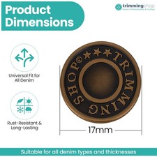 Hammer on Metal Trouser Jeans Buttons Studs & Backs Pins for Denim Replacement