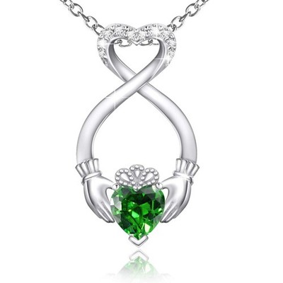 S925 Irish Claddagh Eternity Love Pendant Necklace Good Luck Jewelry Gift for...