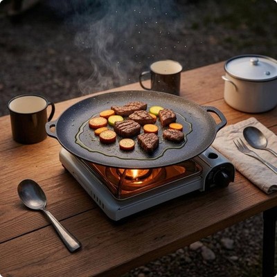 Steinoptik Grillplatte gesprenkelt rund Grillplatte gleichmäßige Wärmeverteilung