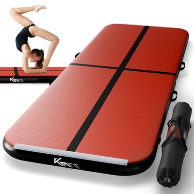 KM-Fit Turnmatte Aufblasbar Airtrack Fitness-Sport-Gymnastikmatte 3 m Rot