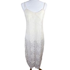 Emory Park Cream Floral Lace Midi Slip Dress NWT Ivory Rose Sheer Boho Large