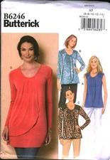 6246 UNCUT Butterick Sewing Pattern Misses Loose Fitting Pullover Top Shirt OOP