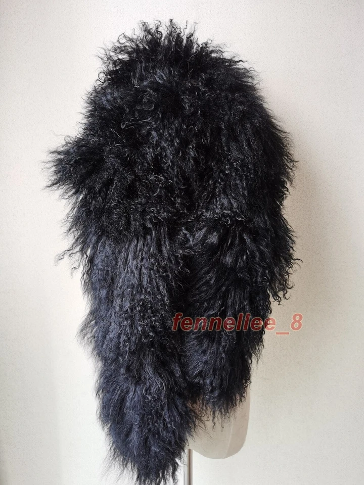 Mujeres Real Mongol Piel de Cordero Bufanda Mantón Doble Lado Cordero Pañuelo Envolturas Foto 3 de 4