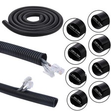 10M/30M/50M Conduit Split & Non Split Black PE Flexible Cable Tidy Tube Trunking
