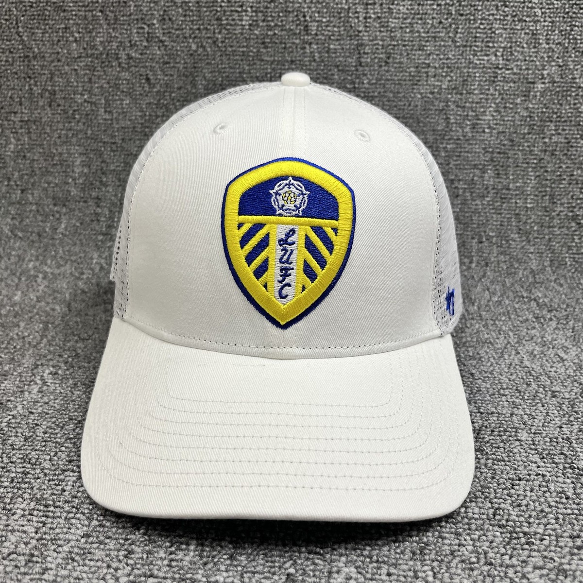 Leeds United FC '47 Brand Branson Trucker Hat White Blue Snapback Cap LUFC
